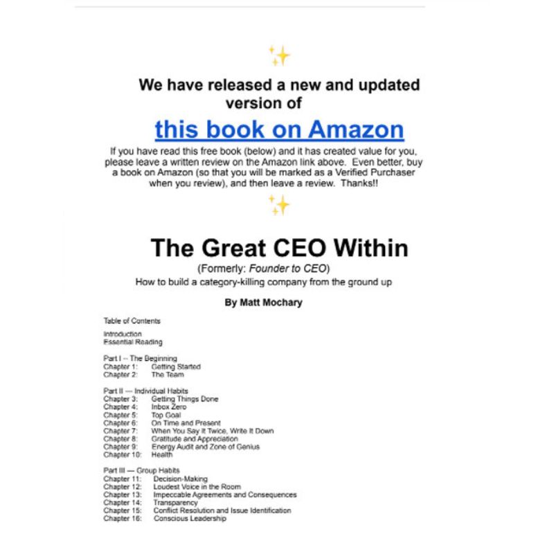 The Great CEO Within by Matt Mochary (E-Book)