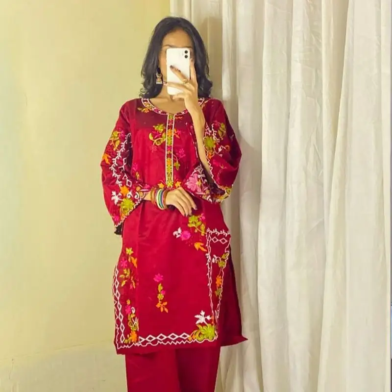 CUT WORK KHADI NET 2Pcs r
