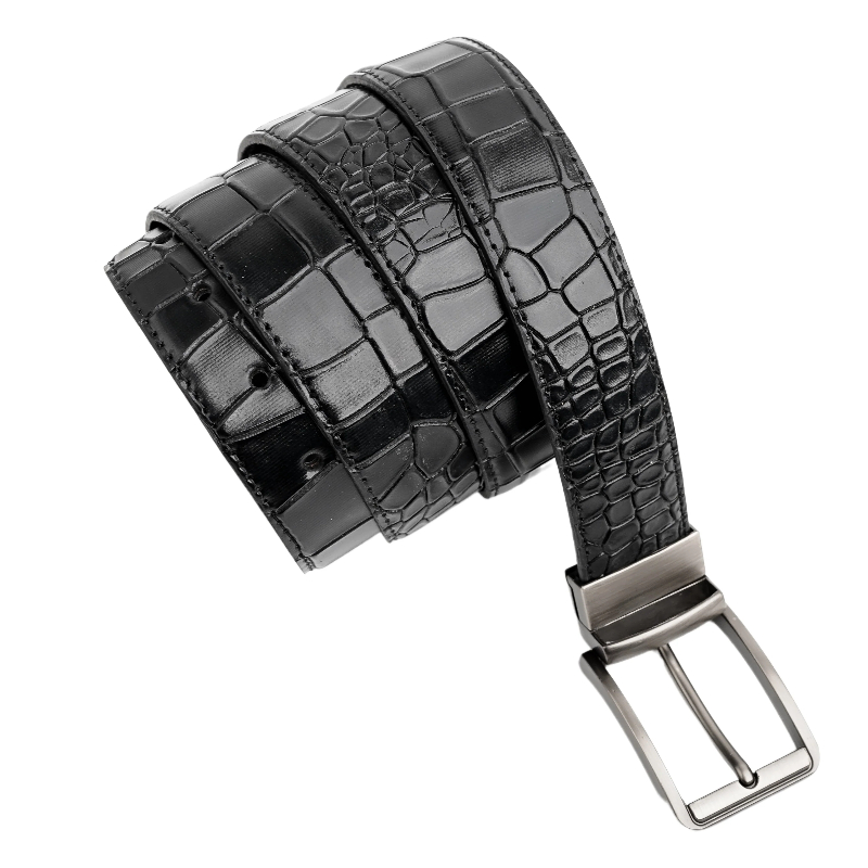 Jild 2in1 Croc Textured Style Reversible Leather Belt For Mens