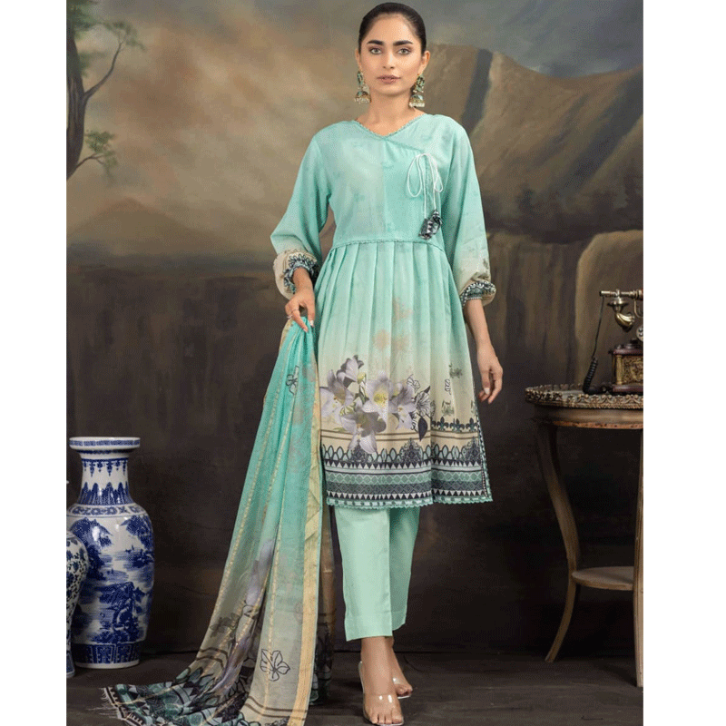 3 Pcs Unstitched Digital Bold Printed Swiss lawn Suit By Roop Collection