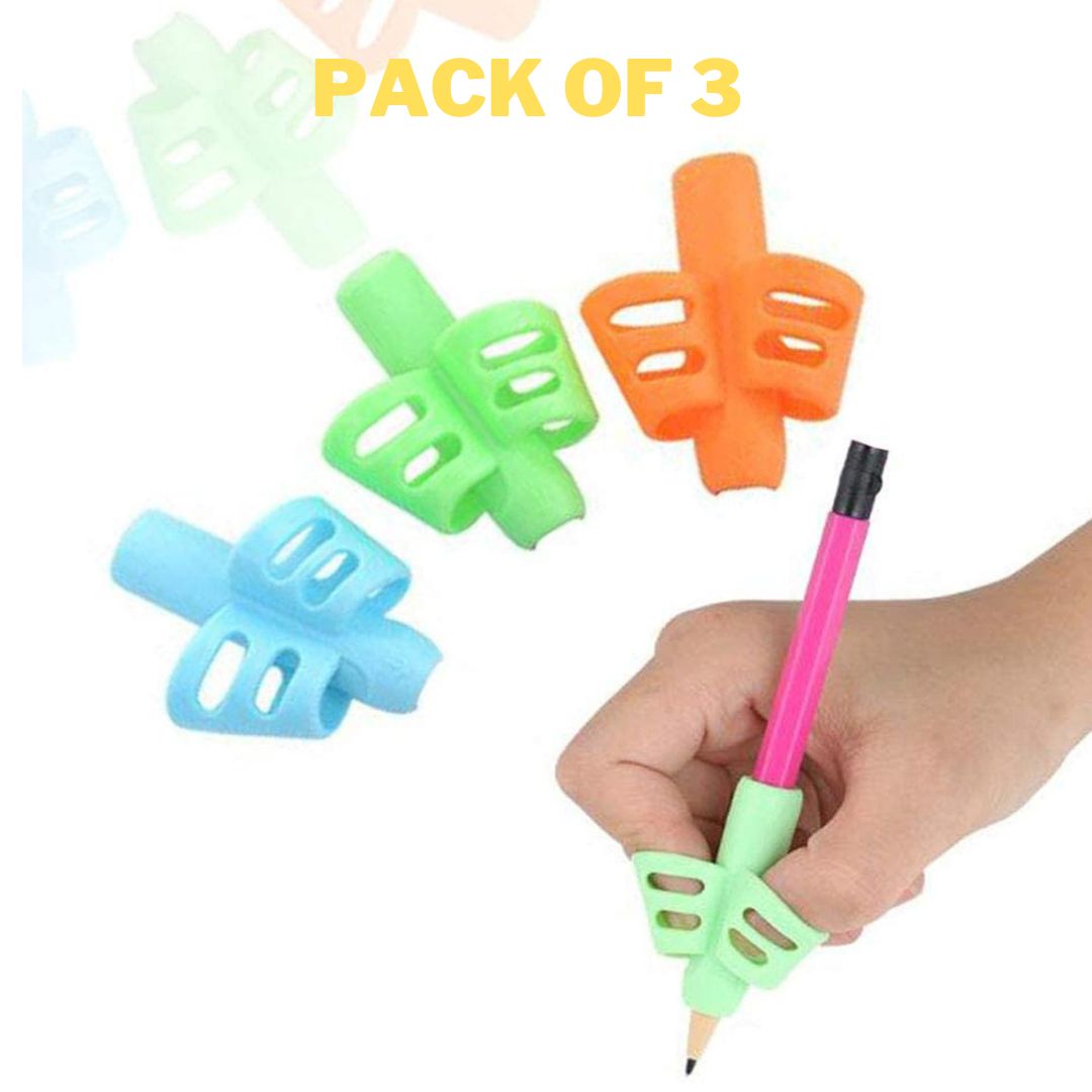 Children Pencil Holder Tools Silicone Two Finger Pencil Grip pack of 3
