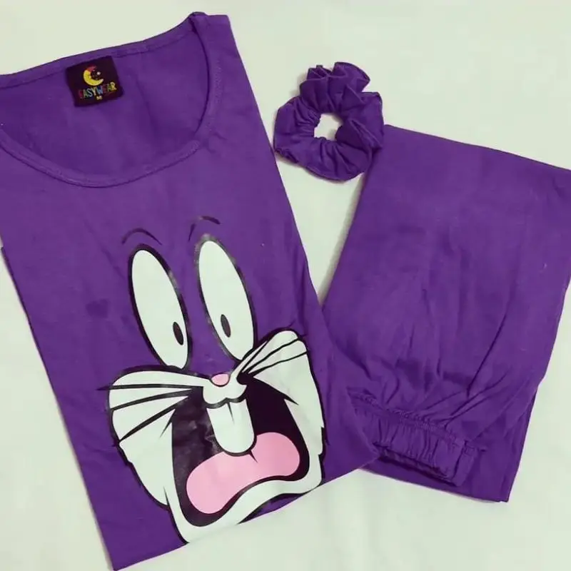 Purple Half Sleeves Casual Wear Shirt & Trouser ( Nightwear)