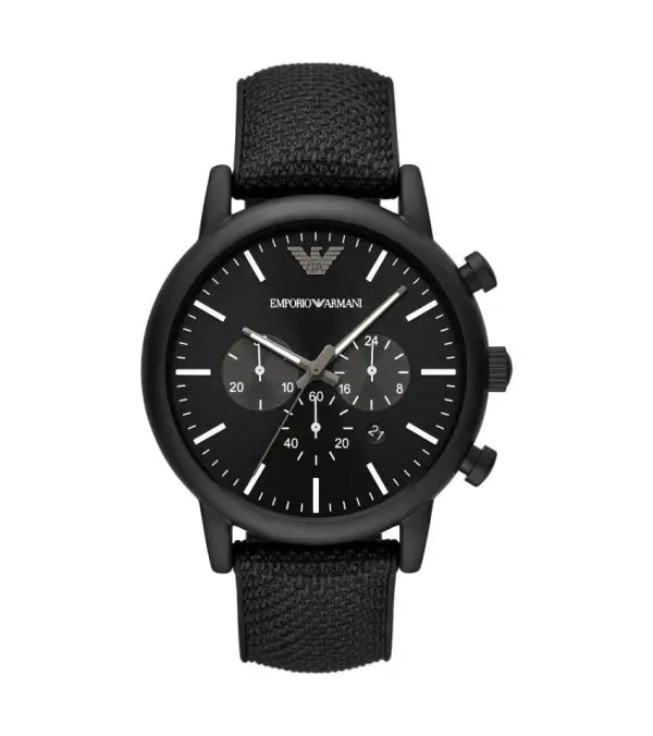 Emporio Armani Men’s Quartz Black Leather Strap Black Dial 46mm Watch AR11450