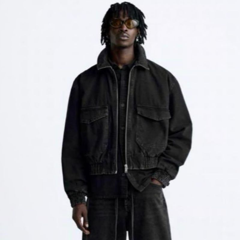 Aesthetic Gen Zippered Pocket Detail Denim Jacket