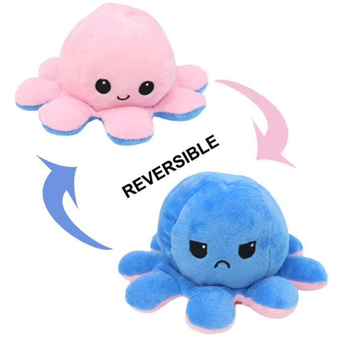 Reversible Octopus Stuffed Creative Mood Change Double-Sided Flip - Assorted Colors
