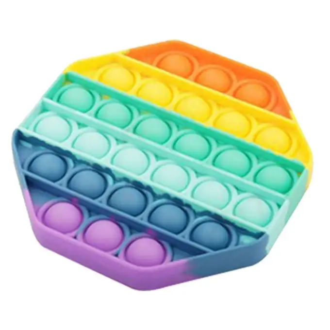 Push Pop Bubble  Silicone Toy - 5 inches - Rainbow Octagon Hexagon