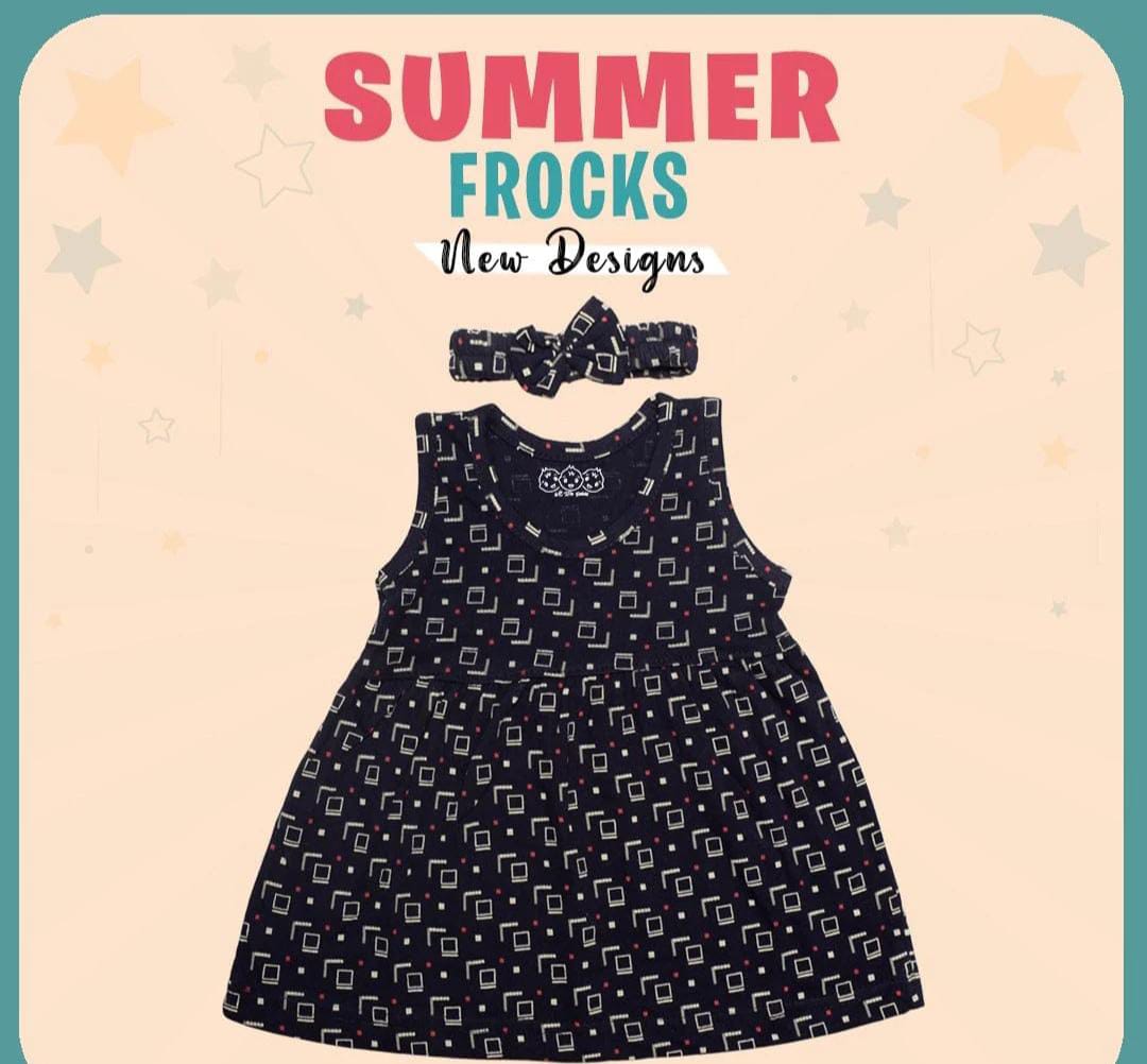 Summer frock with hair band Baby Girls Summer frocks (0to 6 months )