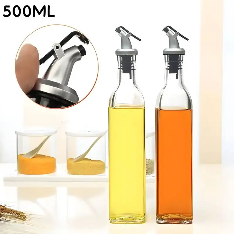 500ML Large Oil Bottle Glass Material with Safety Lock Cap
