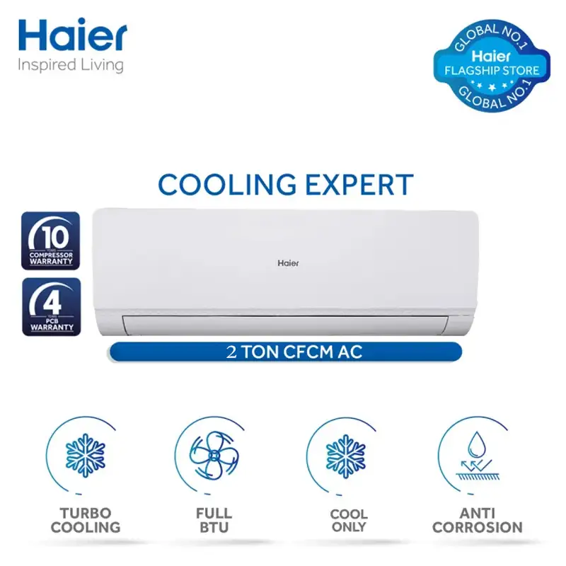 Haier HSU-24CFCM/013L(W) Turbo Cool Non Inverter AC 2 Ton With Official Warranty