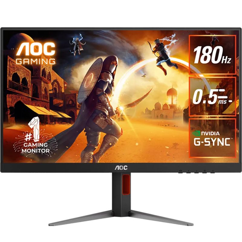 AOC 3-Sided Framless Ergonomic Gaming LED 27" Q27G4F (0.5ms (MPRT), 180Hz, Fast IPS Panel, QHD