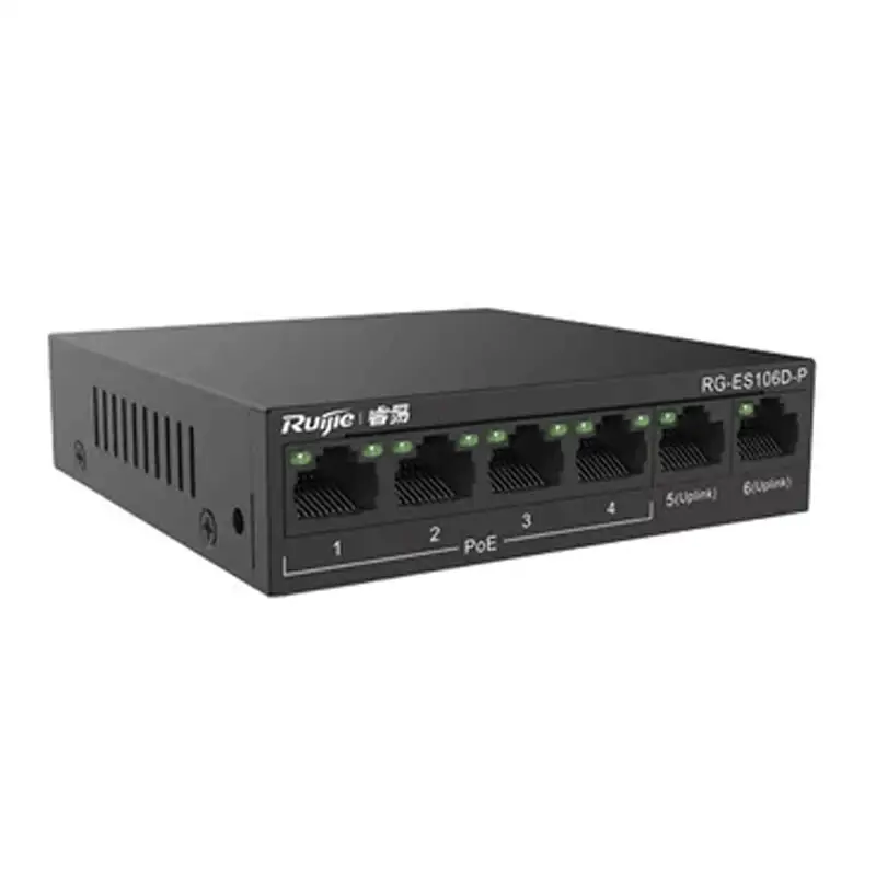 Ruijie RG-ES106D-P(US) 6-Port 10/100 MBPS Unmanaged Switch With 4 Port POE+58W