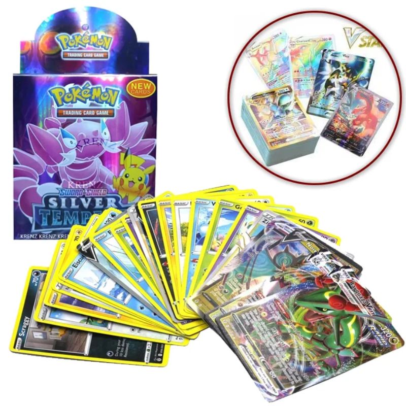 52 Pc Pokemon Silver Tempest Trading Cards Game - Sword &amp; Shield Edition Game - 52 pc Anime Cartoon Pokemon English Version Tcg Card For Fans Collection Multicolor Cards Pack - Random Card