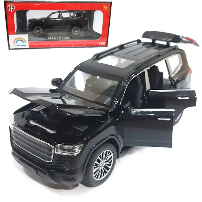 Toyota Land Cruiser 2024 Model - 1:28 Scale Die-Cast SUV with Openable Doors &amp; Truck, 6 Inches - Black