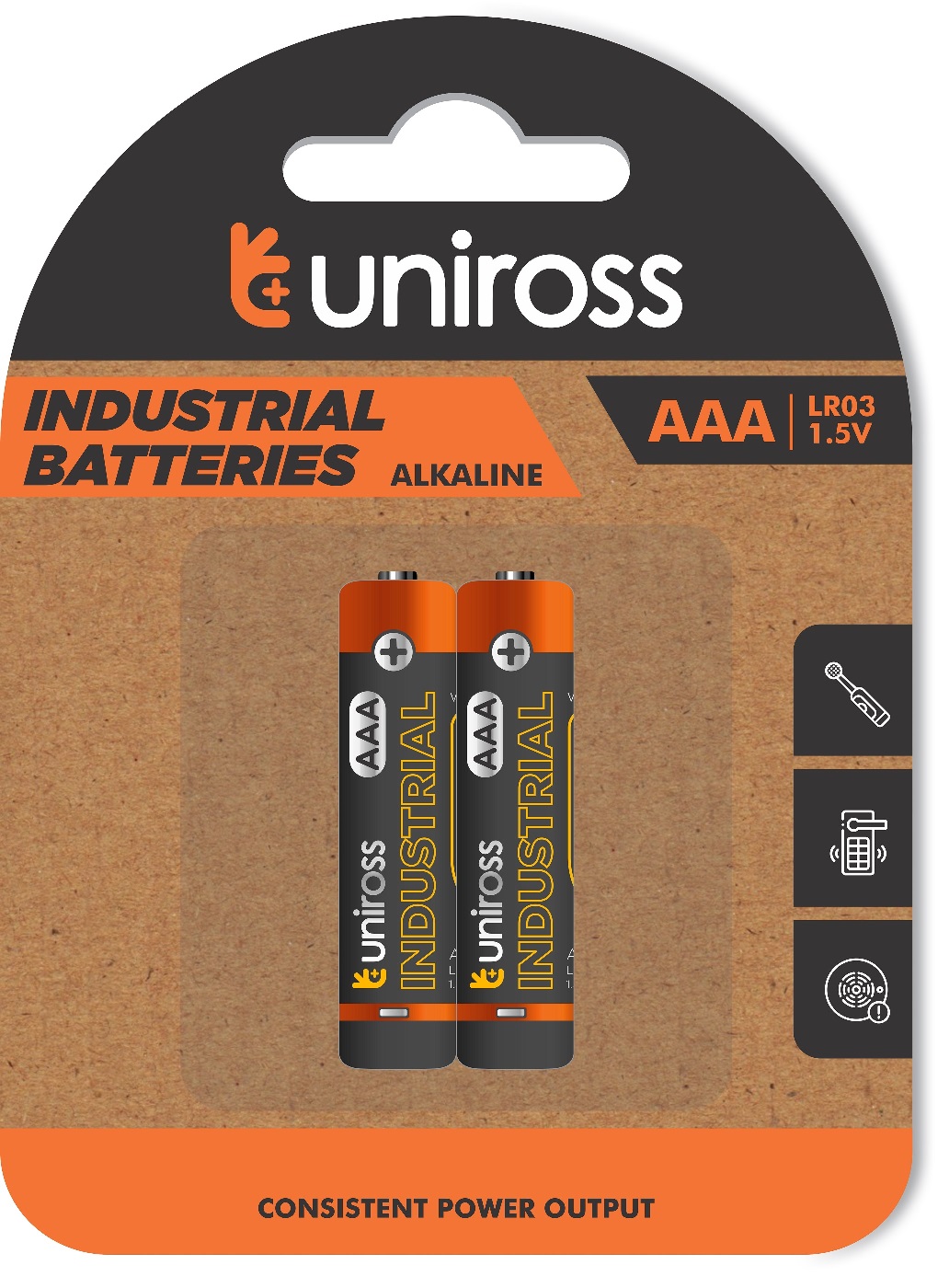 Uniross Original "AAA" Size 1.5 v Industrial Alkaline Battery Cells ( 2 Pcs )