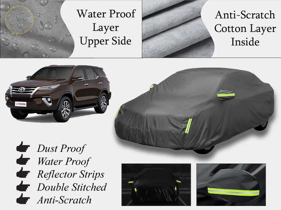Toyota Fortuner Top Cover | Grey | Anti-Scratch | Double Layer | Heat Proof | Water Proof