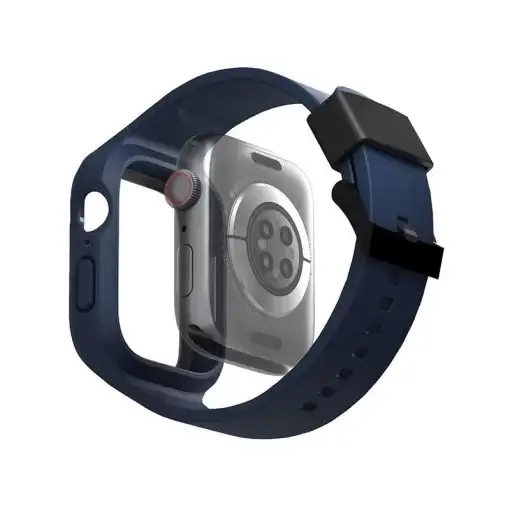 Uniq Monos 2-IN-1 Apple Watch Strap With Hybrid Case for Series 1-8 & SE/SE2 49/45/44MM – Marine (Blue)