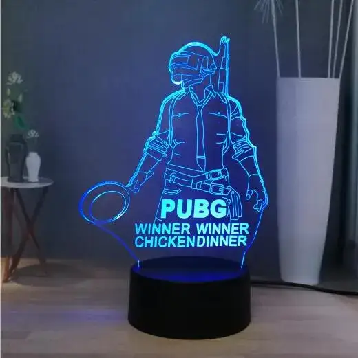 PUBG Mobile 3D Illusion Lamp Winner Winner Chicken Dinner  Led Night Light Bedroom Décor
